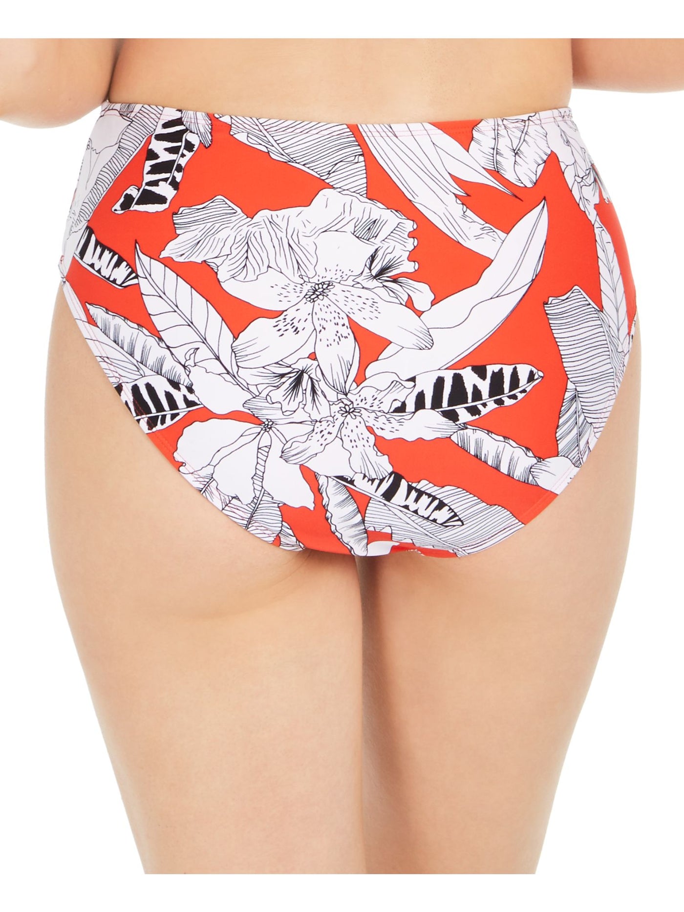 RACHEL RACHEL ROY Women's Red Tropical Print Full Coverage Lined Stretch Island Getaway High Waisted Swimsuit Bottom M