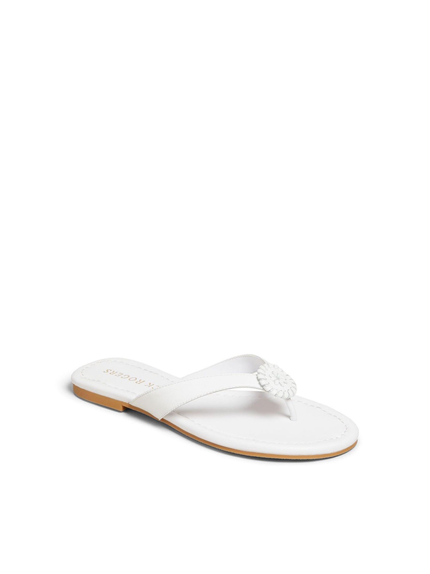 JACK ROGERS Womens White Woven Detail Comfort Rowan Round Toe Slip On Flip Flop Sandal 5 M