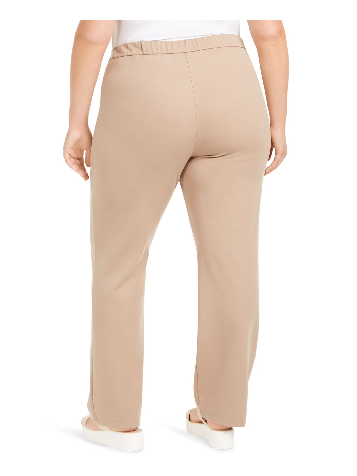 EILEEN FISHER Womens Beige Stretch Zippered Ankle Straight leg Pants Plus 1X