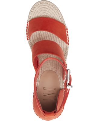 INC Womens Coral 1" Platform Side Gore Ankle Strap Comfort Catiana Round Toe Wedge Buckle Dress Espadrille Shoes M