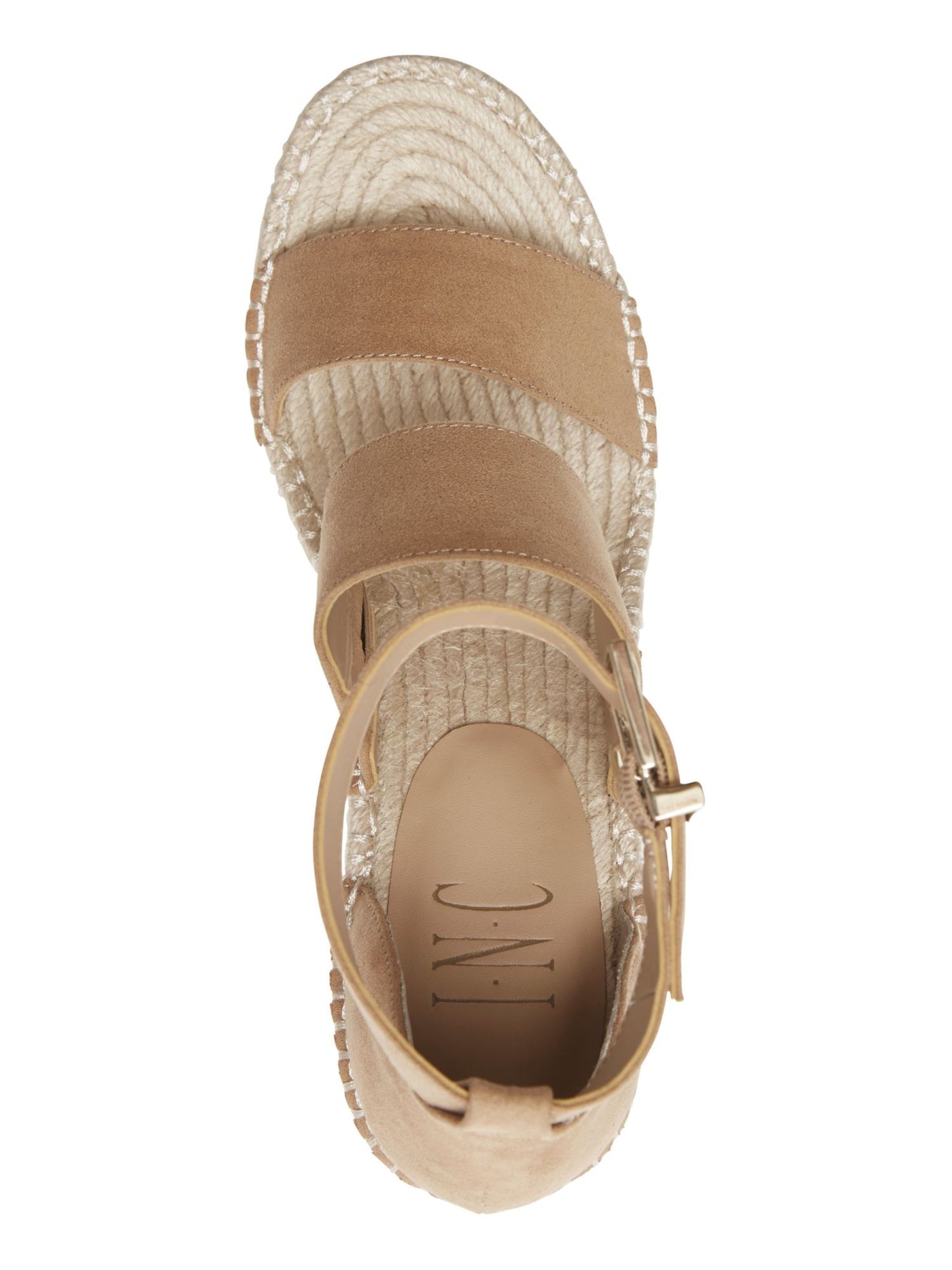 INC Womens Beige 1" Platform Ankle Strap Comfort Catiana Almond Toe Wedge Buckle Espadrille Shoes 5.5 M