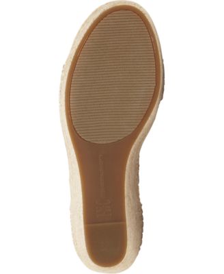 INC Womens Beige 1" Platform Ankle Strap Comfort Catiana Almond Toe Wedge Buckle Espadrille Shoes M
