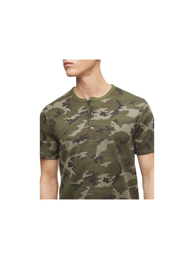 CALVIN KLEIN Mens Green Camouflage Casual Shirt XS