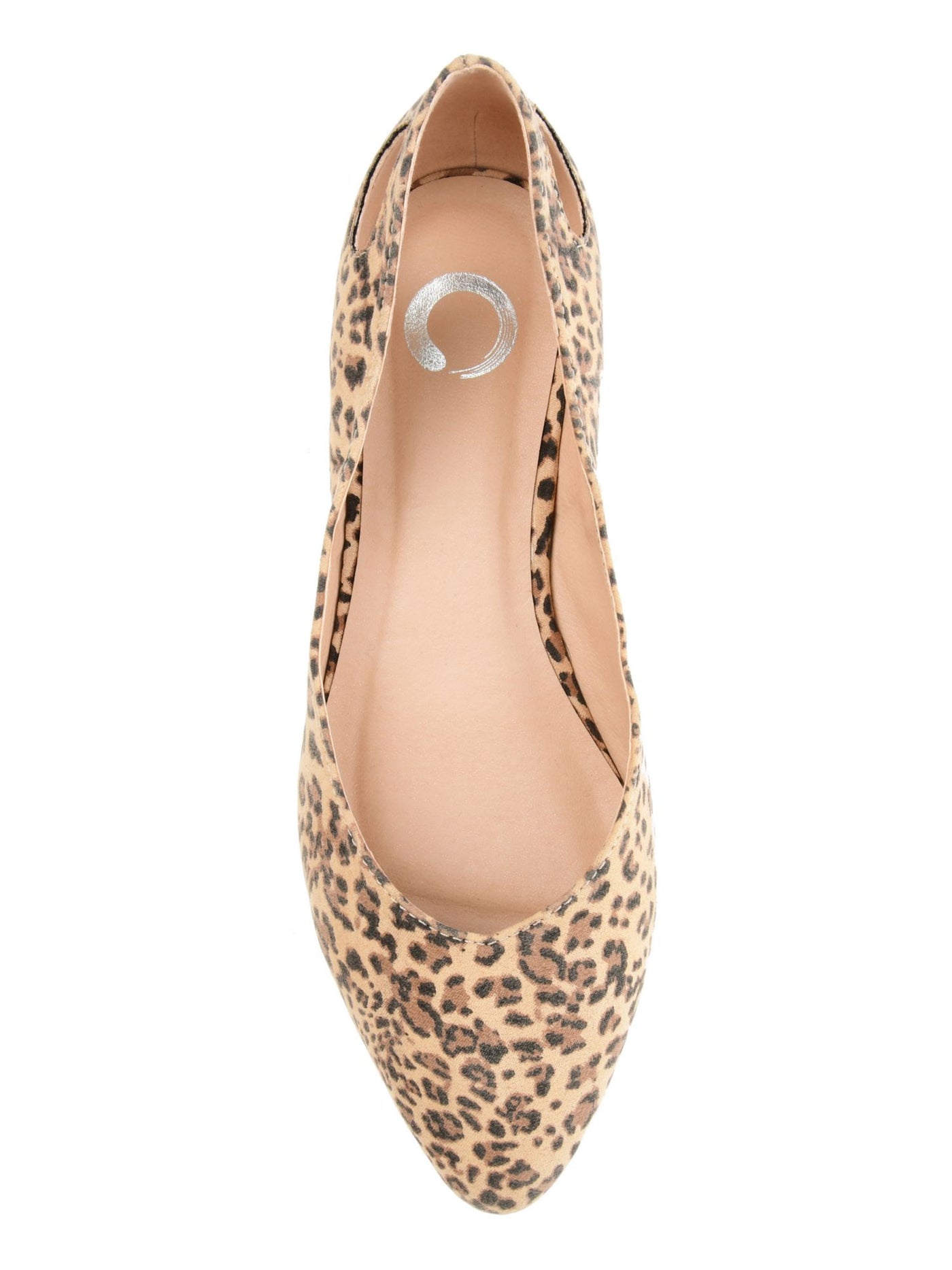 JOURNEE COLLECTION Womens Beige Leopard Print Cut Outs Comfort Devon Almond Toe Block Heel Slip On Ballet Flats 9 M