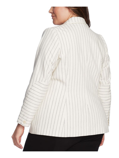VINCE CAMUTO Womens Ivory Striped Blazer Jacket Plus 22W