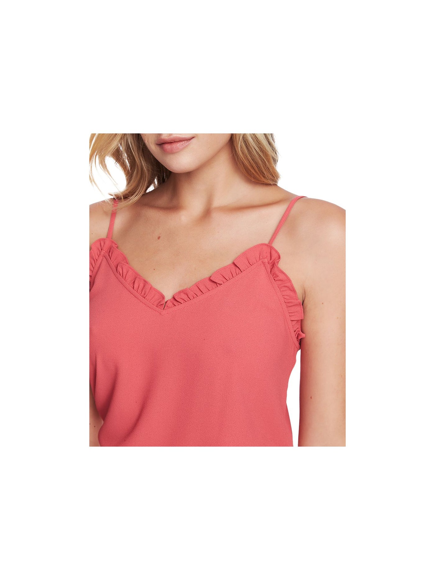 1. STATE Womens Pink Ruffled Adjustable Camisole Spaghetti Strap V Neck Tank Top XS