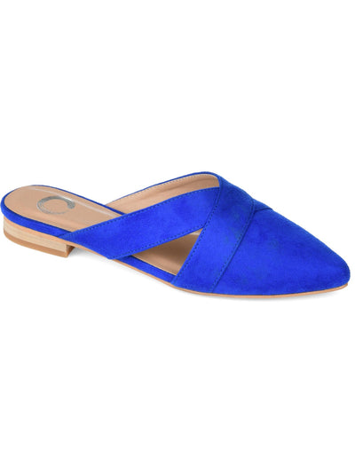 JOURNEE COLLECTION Womens Blue Crisscross Straps Padded Comfort Giada Almond Toe Block Heel Slip On Mules 12