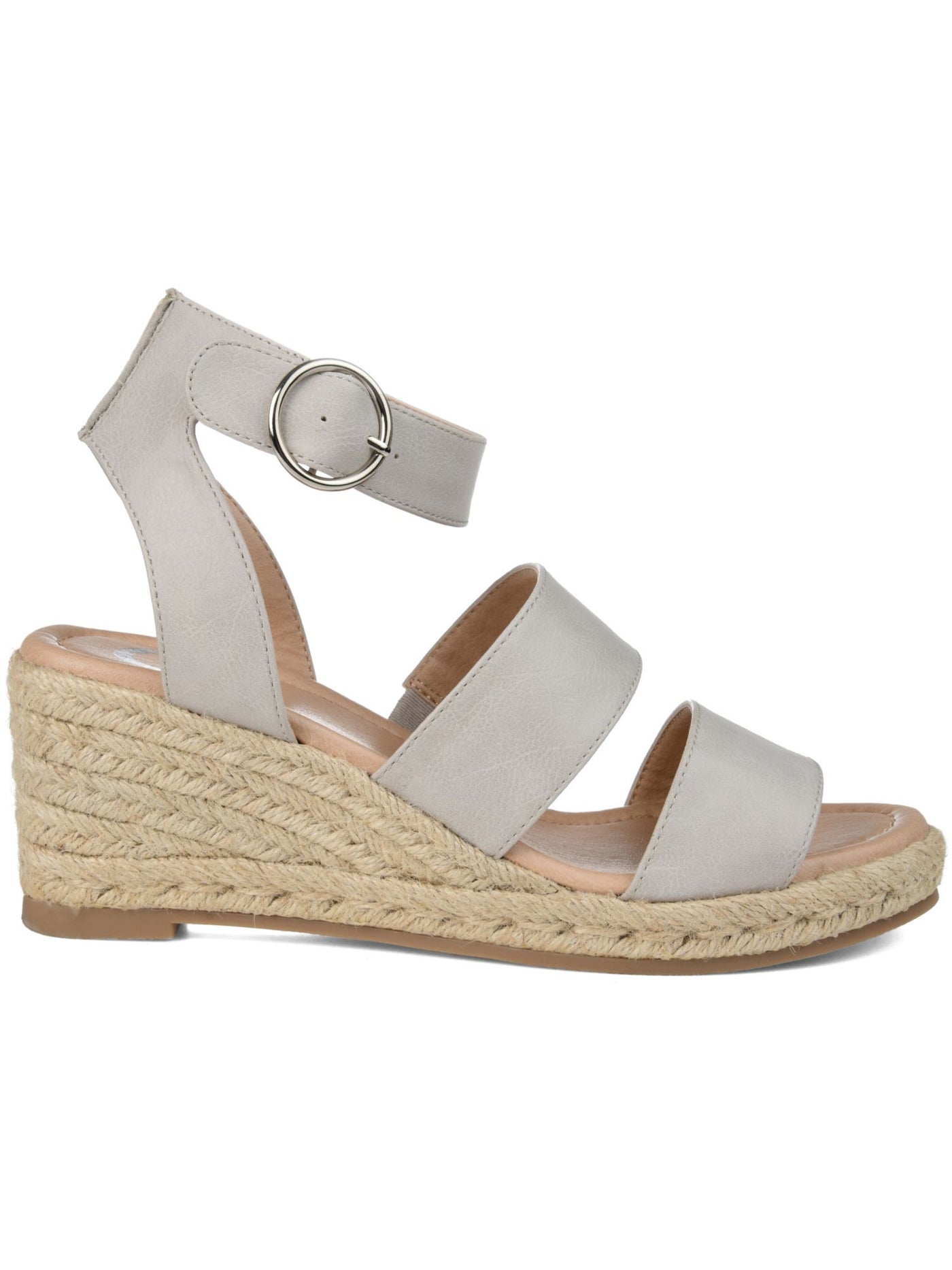 JOURNEE COLLECTION Womens Gray Open Toe Wedge Buckle Espadrille Shoes 8