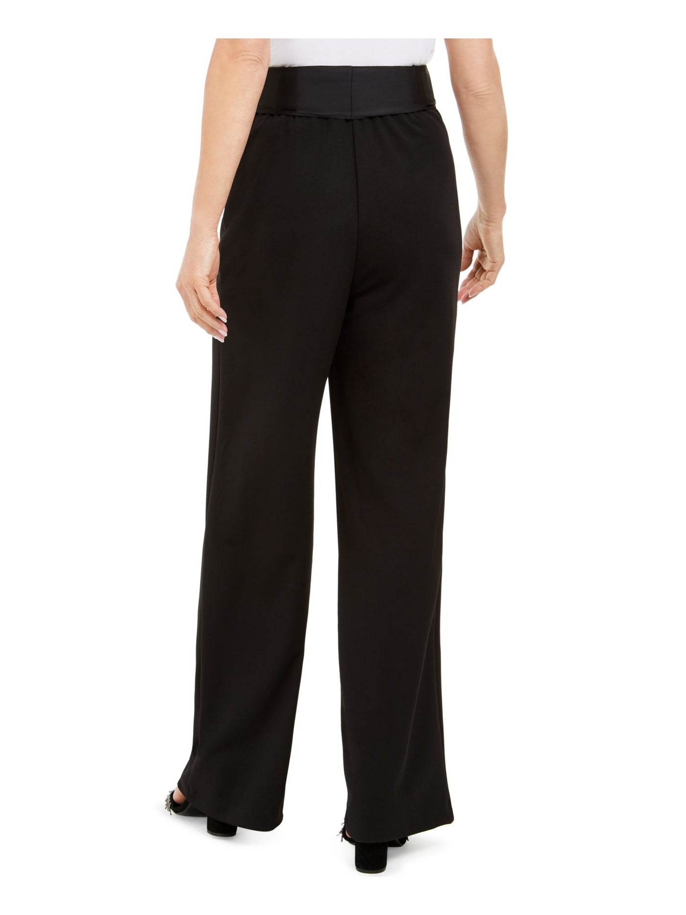 ADRIANNA PAPELL Womens Black Zippered Wear To Work Wide Leg Pants Petites 0P