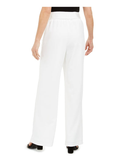 ADRIANNA PAPELL Womens Ivory Stretch Zippered Wear To Work Wide Leg Pants 4