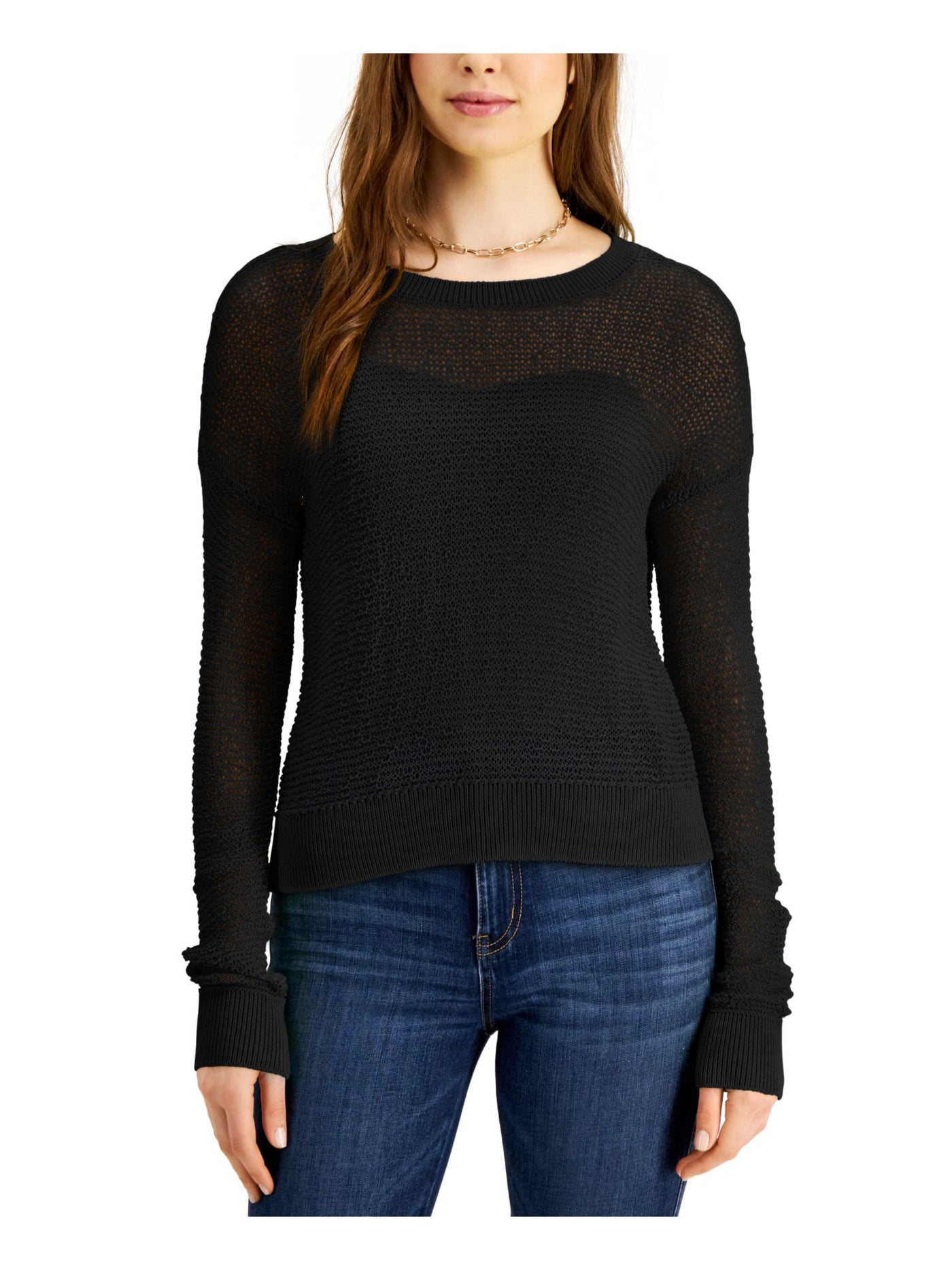 BAR III Womens Black Long Sleeve Crew Neck Sweater Size: XXS
