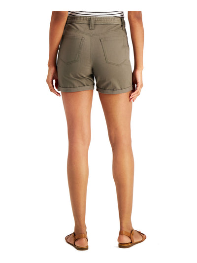 STYLE & COMPANY Womens Green Belted Pocketed Utility Shorts 12