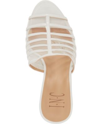 INC Womens White Caged Vinyl Padded Lavel Open Toe Stiletto Slip On Heeled Mules Shoes M