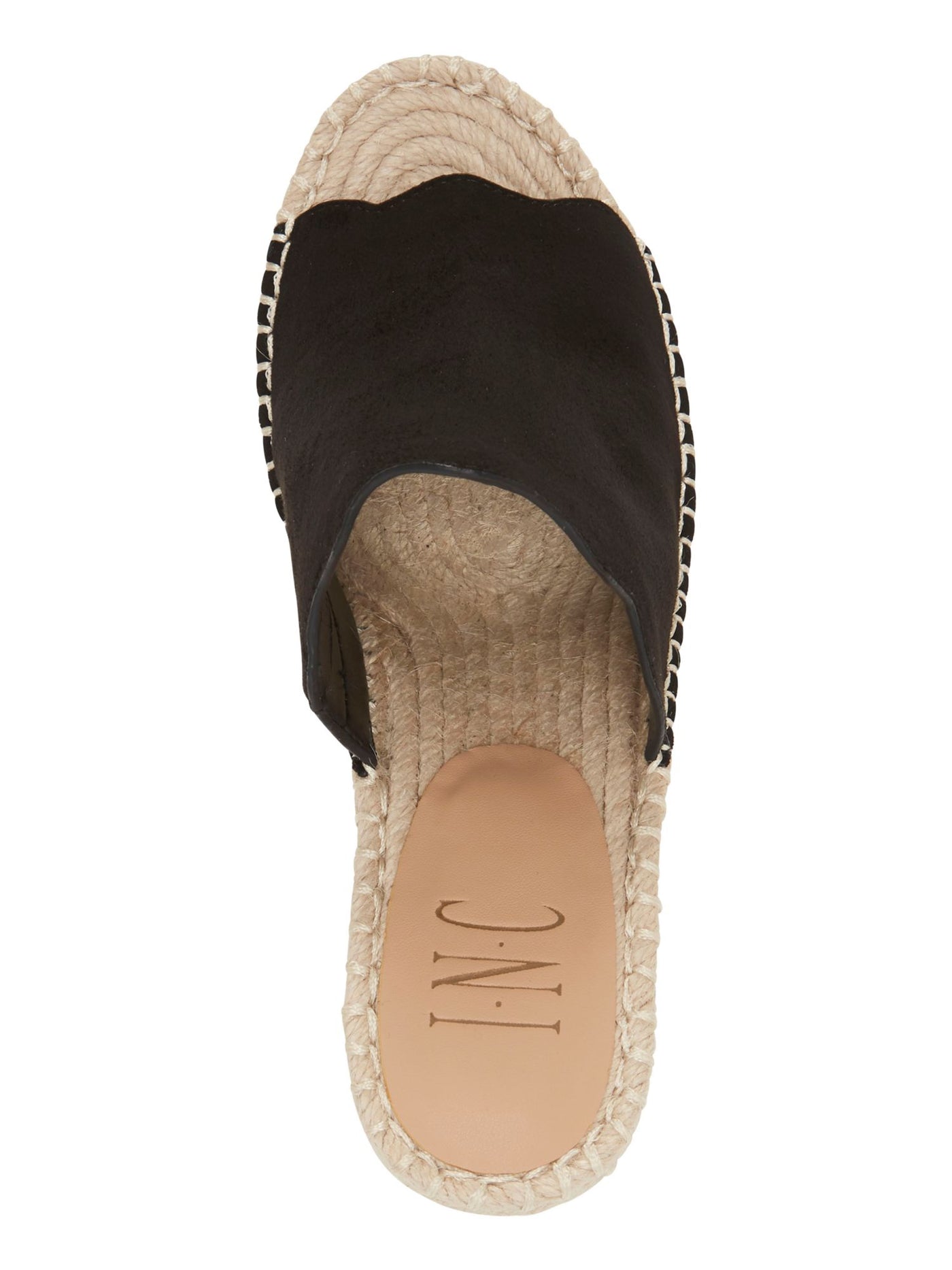 INC Womens Black 1" Platform Scalloped Camile Round Toe Wedge Slip On Espadrille Shoes 10 M