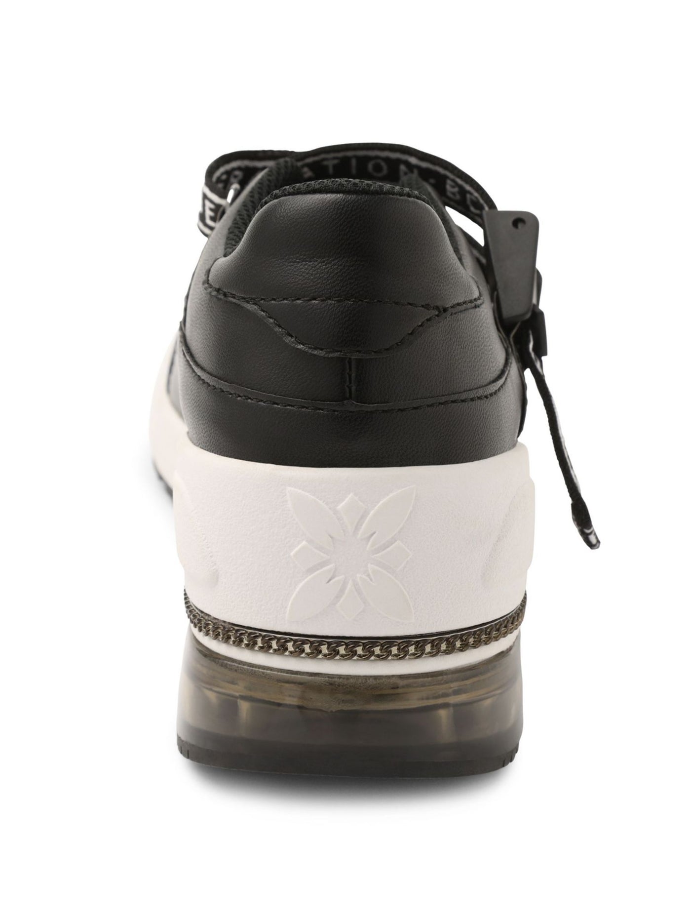 BCBGENERATION Womens Black 1" Platform Chain Hardware Logo Padded Willa Round Toe Wedge Slip On Athletic Training Shoes 8