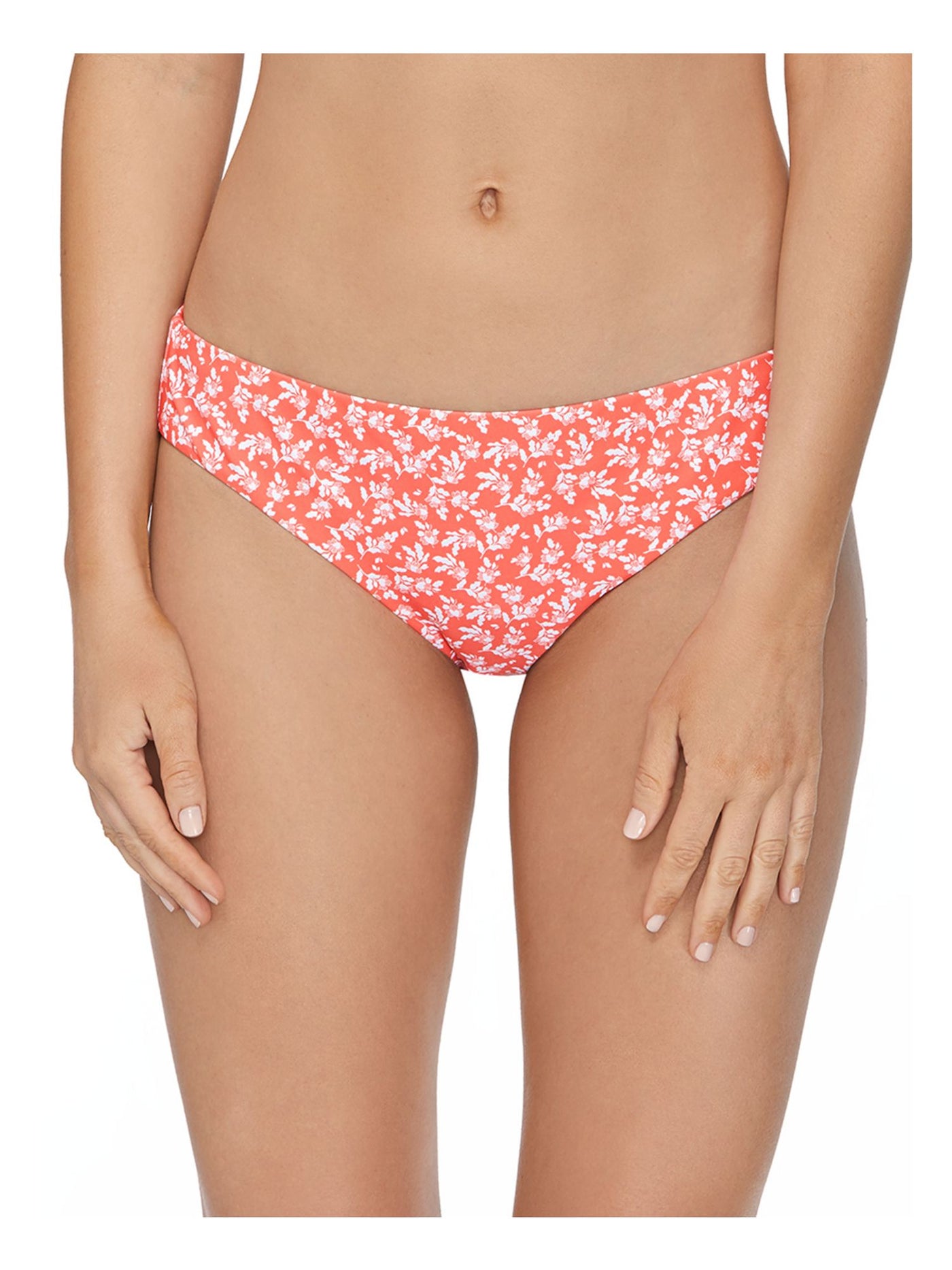 RAISINS Women's Orange Printed Stretch Ruched-Back Lined Full Coverage Swim Club Saturday Bikini Swimsuit Bottom L