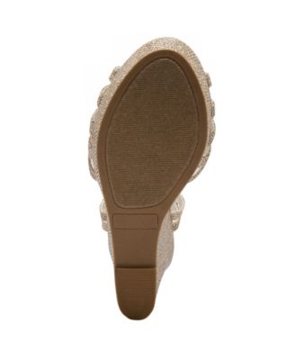 SUGAR Womens Silver 1" Platform Glitter Ankle Strap Padded Capricorn Almond Toe Wedge Buckle Slingback Sandal M