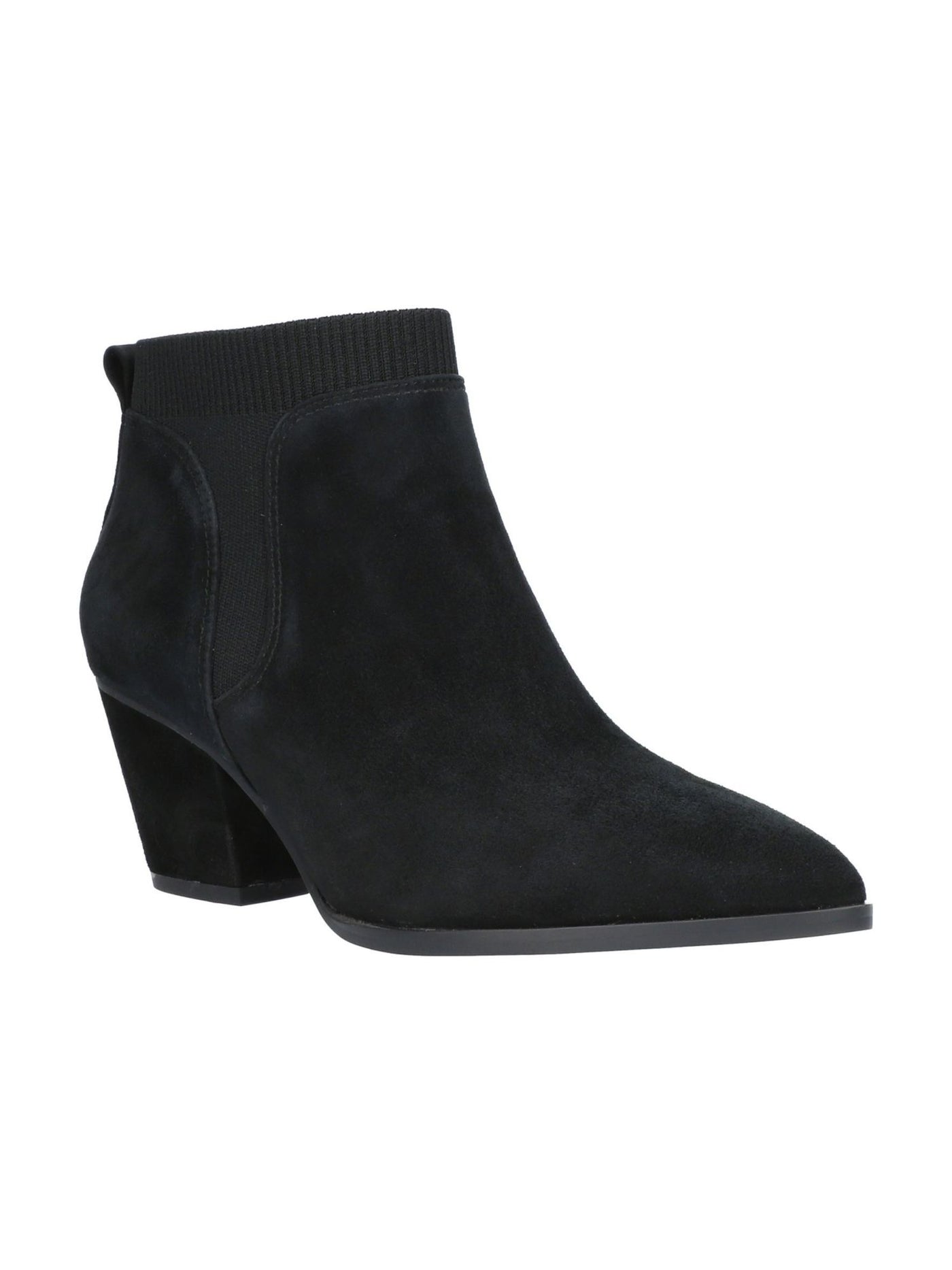 BELLA-VITA Womens Black Padded Stretch Pointed Toe Block Heel Dress Booties 9