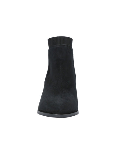 BELLA-VITA Womens Black Padded Stretch Pointed Toe Block Heel Dress Booties 9
