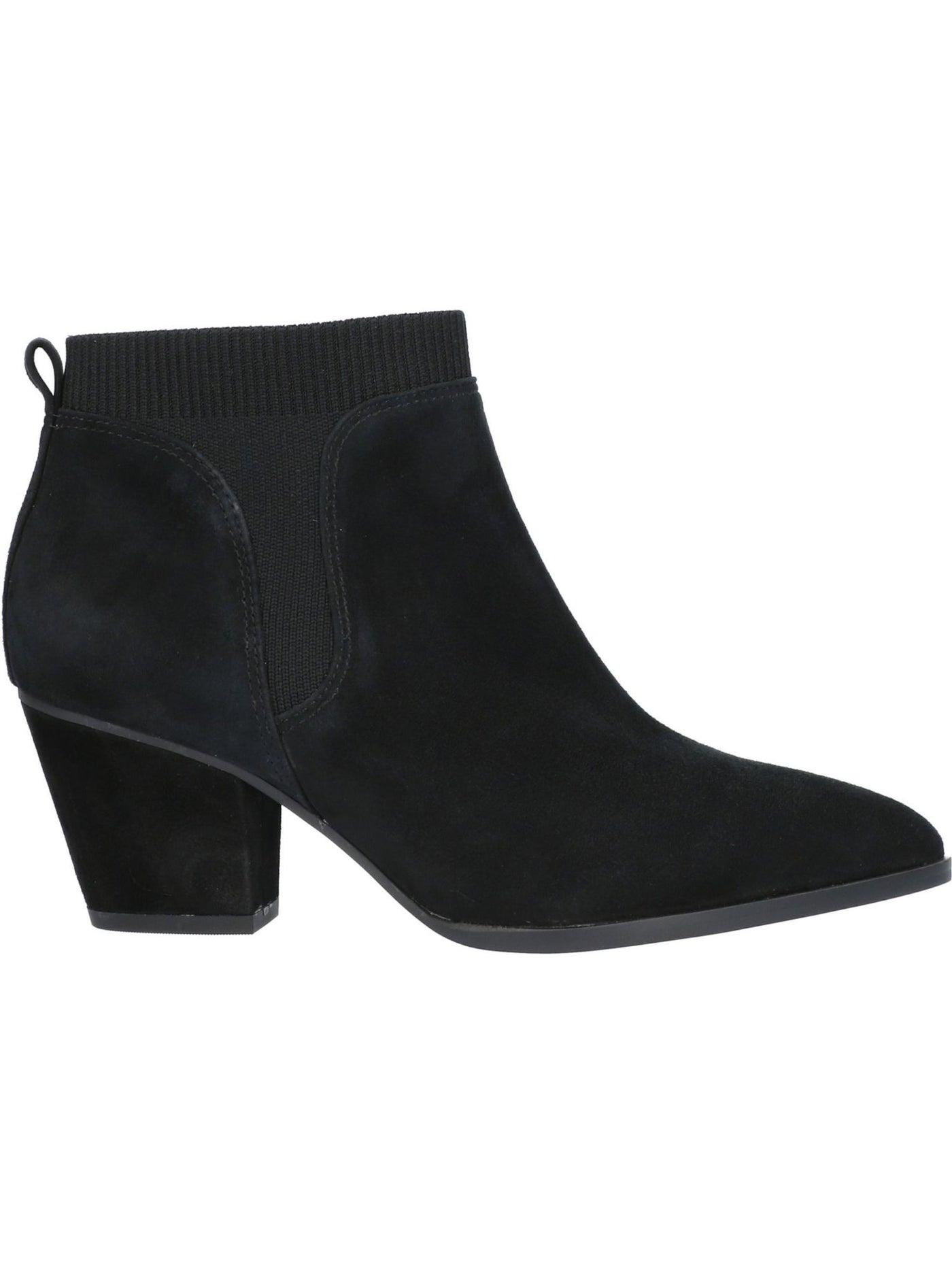 BELLA-VITA Womens Black Padded Stretch Pointed Toe Block Heel Dress Booties W