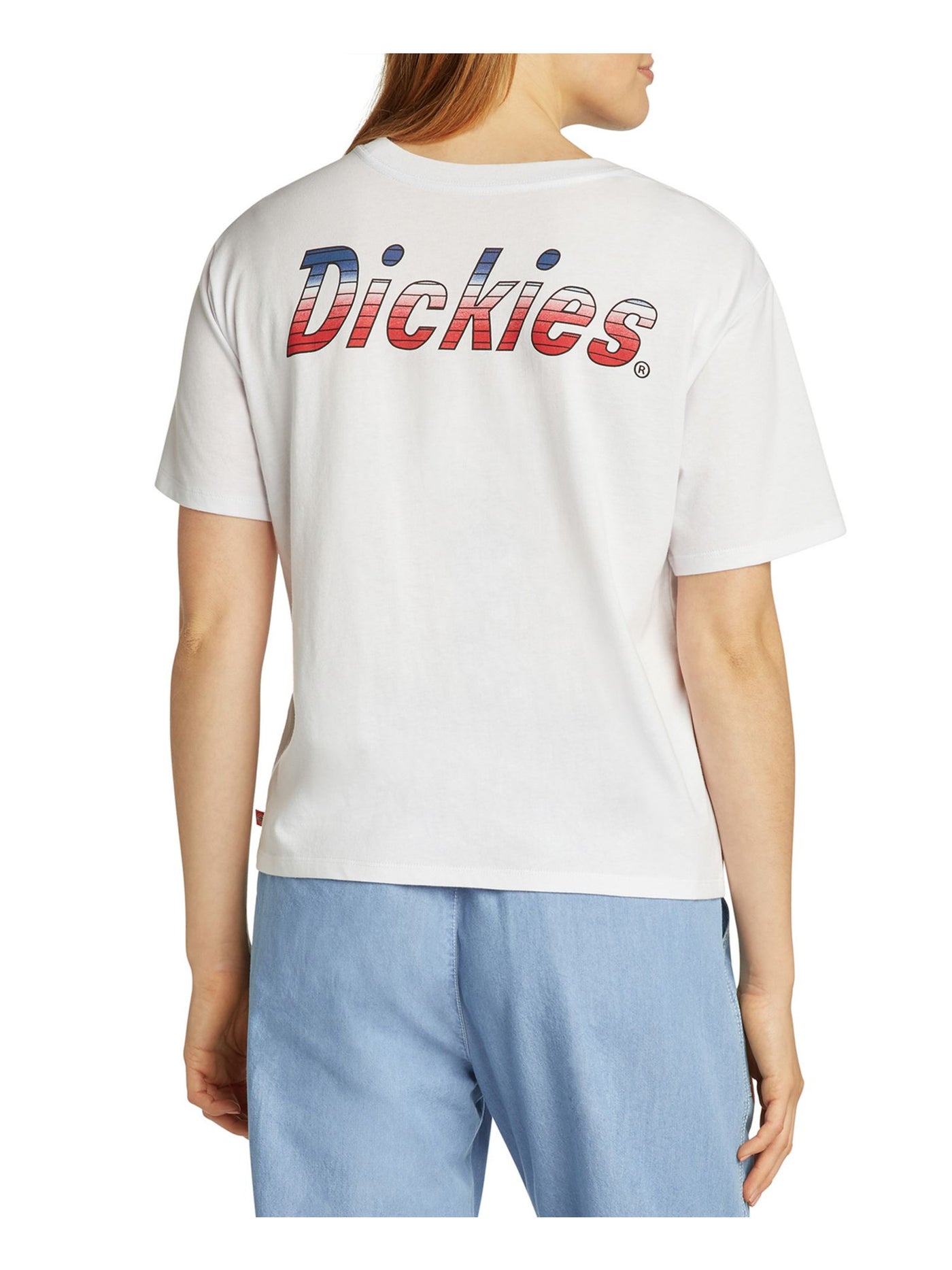 DICKIES Womens White Logo Graphic Short Sleeve Crew Neck T-Shirt Juniors XS
