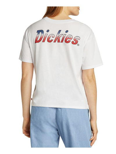 DICKIES Womens White Logo Graphic Short Sleeve Crew Neck T-Shirt Juniors XS