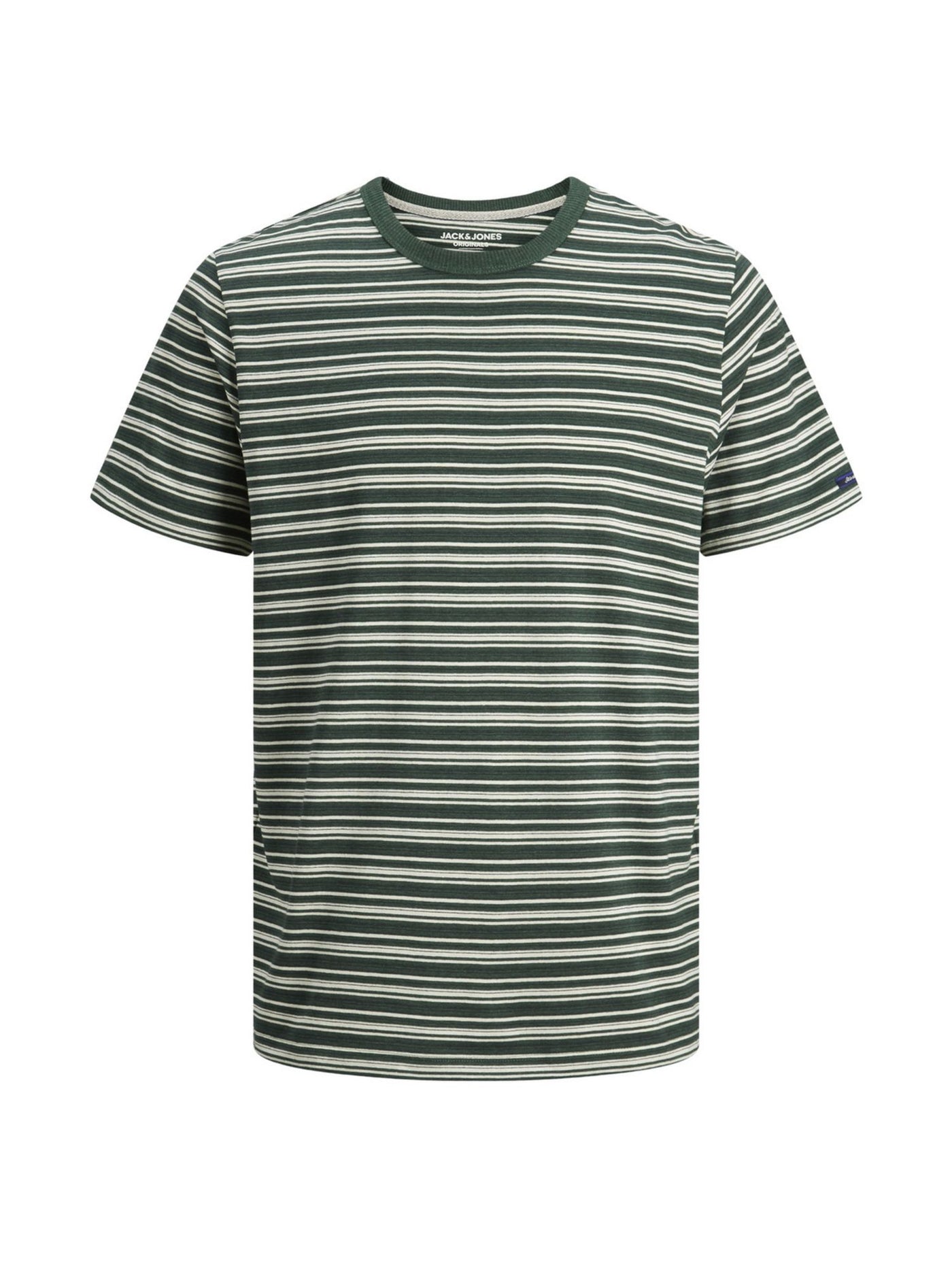Jack&Jones Mens Green Striped Short Sleeve Classic Fit T-Shirt S