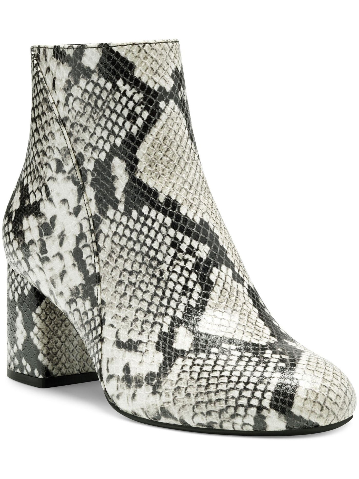 INC Womens Beige Snake Print Farren Round Toe Block Heel Zip-Up Booties 7.5 M