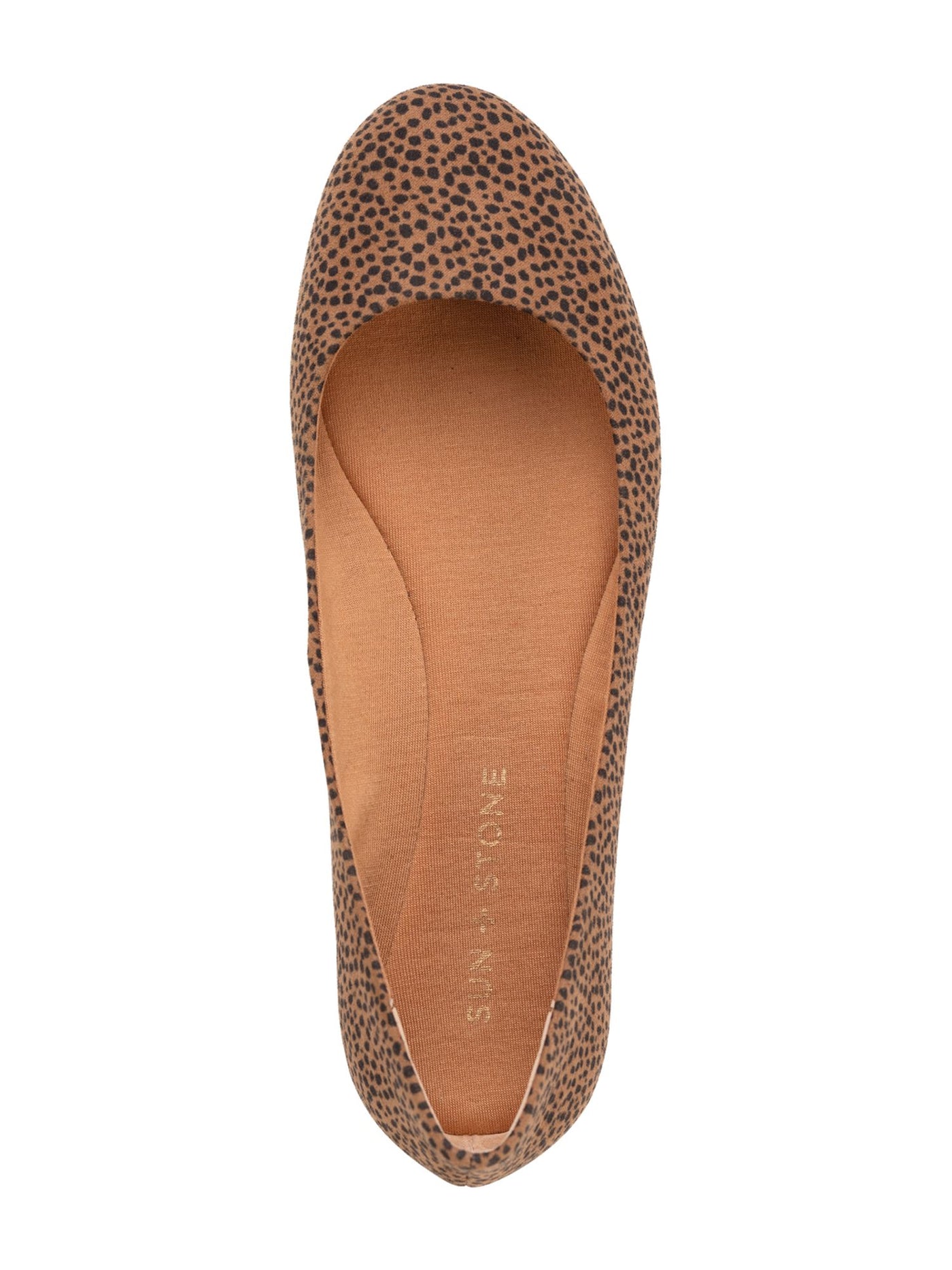 SUN STONE Womens Brown Cheetah Print Cushioned Breathable Slip Resistant Eliana Round Toe Slip On Ballet Flats 8 M