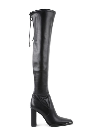 BCBGENERATION Womens Black Tie Metallic Adjustable Abanna Block Heel Zip-Up Dress Boots 9.5