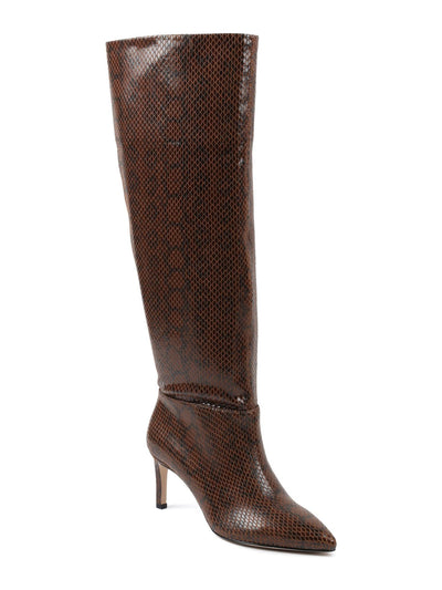 BCBGENERATION Womens Brown Animal Print Pointed Toe Stiletto Dress Boots 5