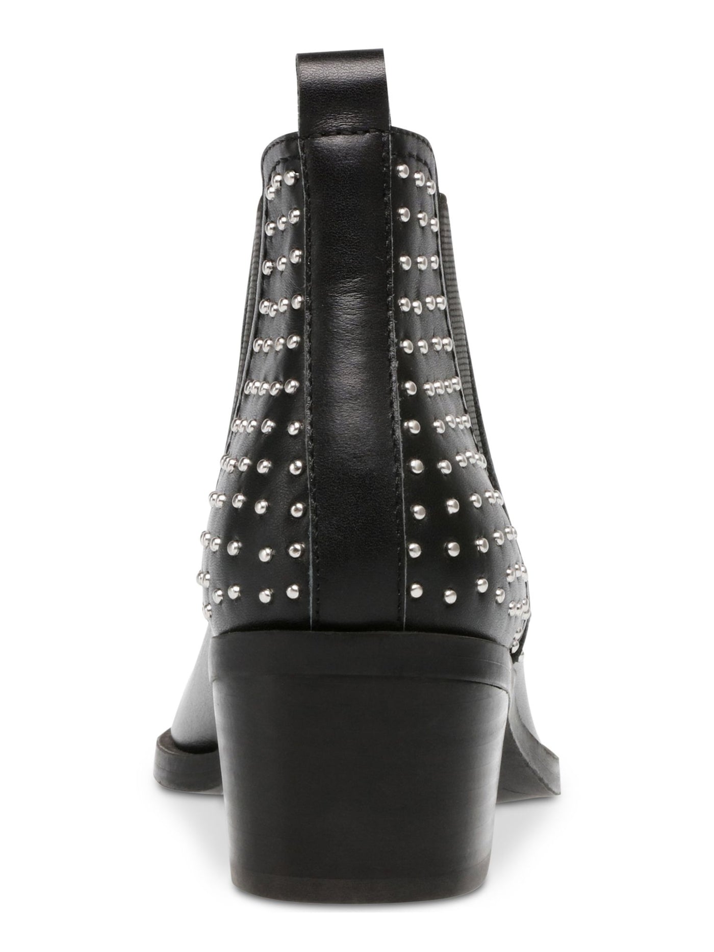 DOLCE VITA Womens Black Dual Goring Studded Zendra Pointed Toe Block Heel Leather Booties 5.5 M