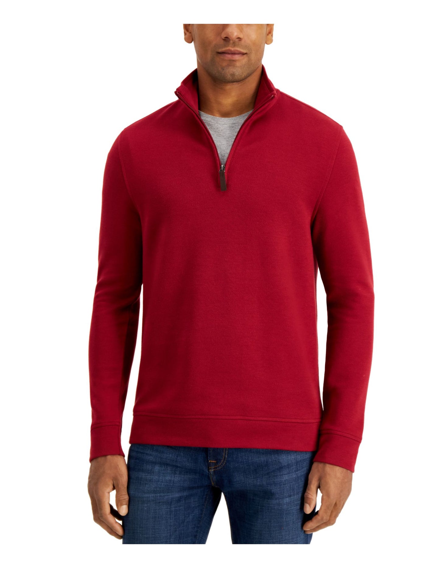 TASSO ELBA Mens Red Mock Quarter-Zip Pullover Sweater XXL