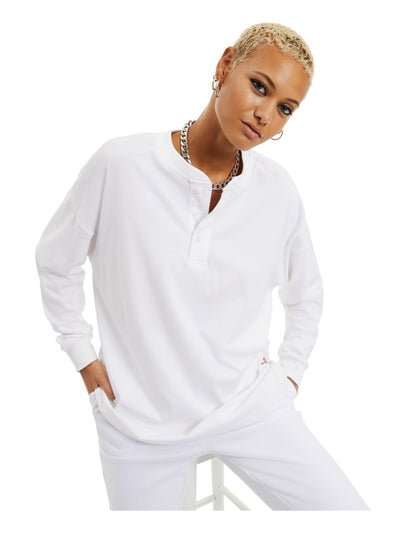 DANIELLE BERNSTEIN Womens White French Terry Sweatshirt S