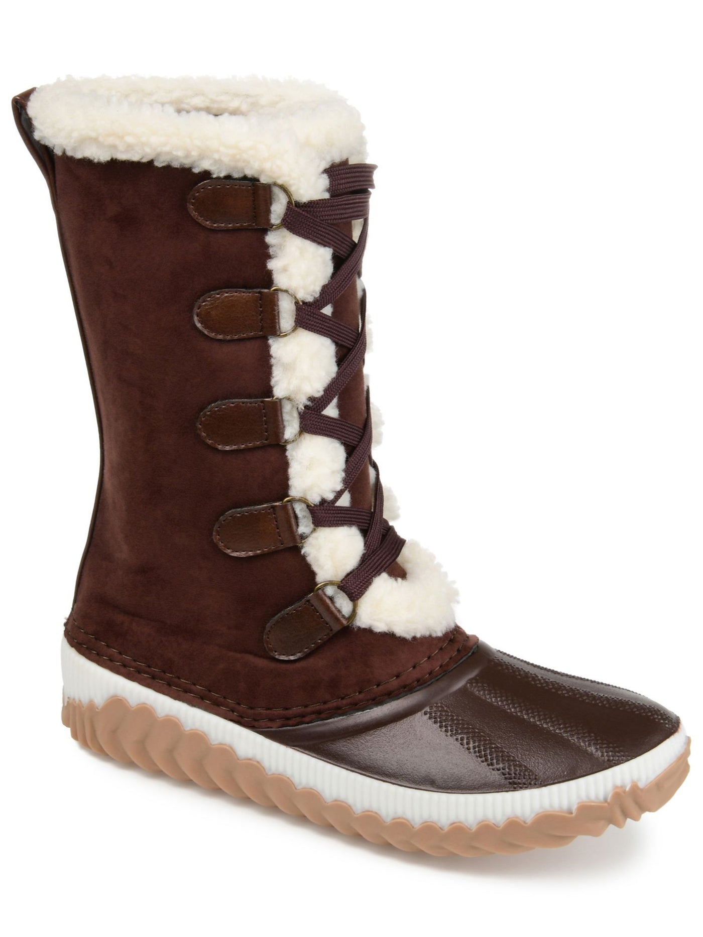 JOURNEE COLLECTION Womens Brown Insulated Waterproof Blizzard Round Toe Lace-Up Snow Boots 6