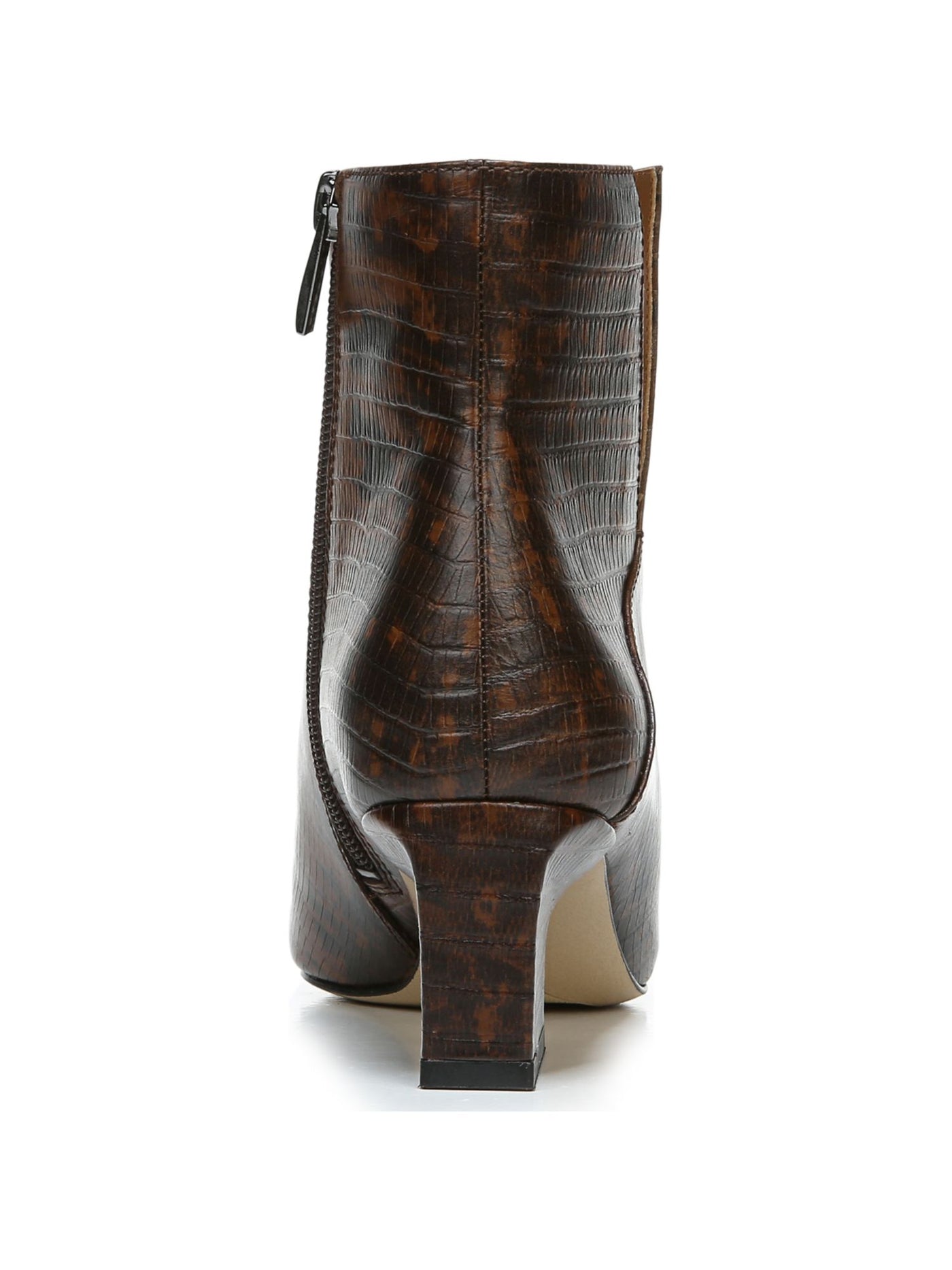 FRANCO SARTO Womens Brown Animal Print Architectual Block Heel Pointed Toe Zip-Up Leather Dress Booties 5