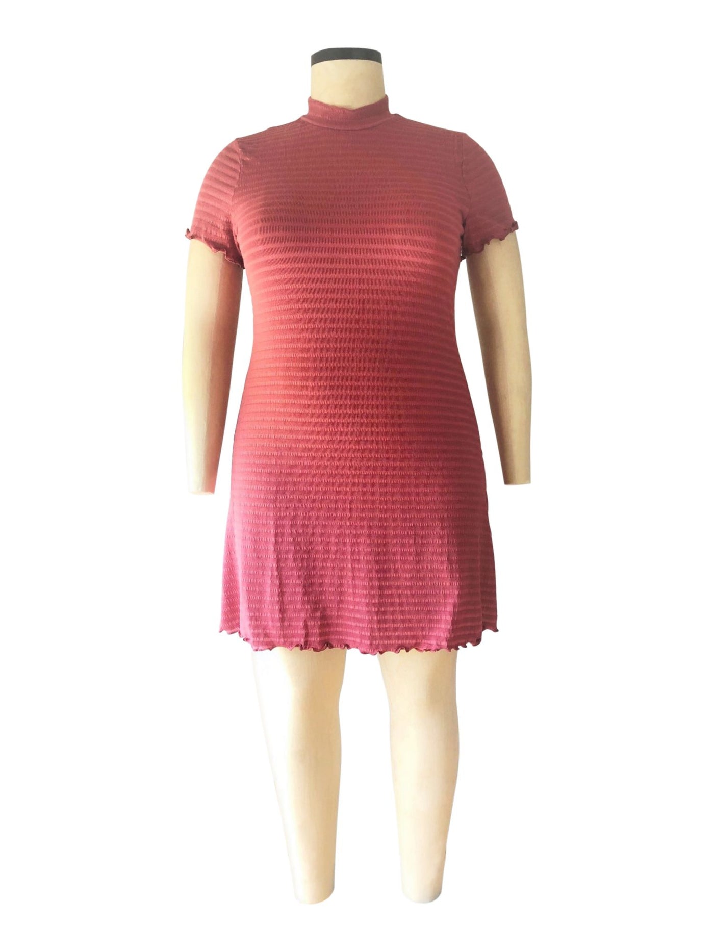 DEREK HEART Womens Pink Ribbed Pullover Long Sleeve Above The Knee A-Line Dress Plus 3X
