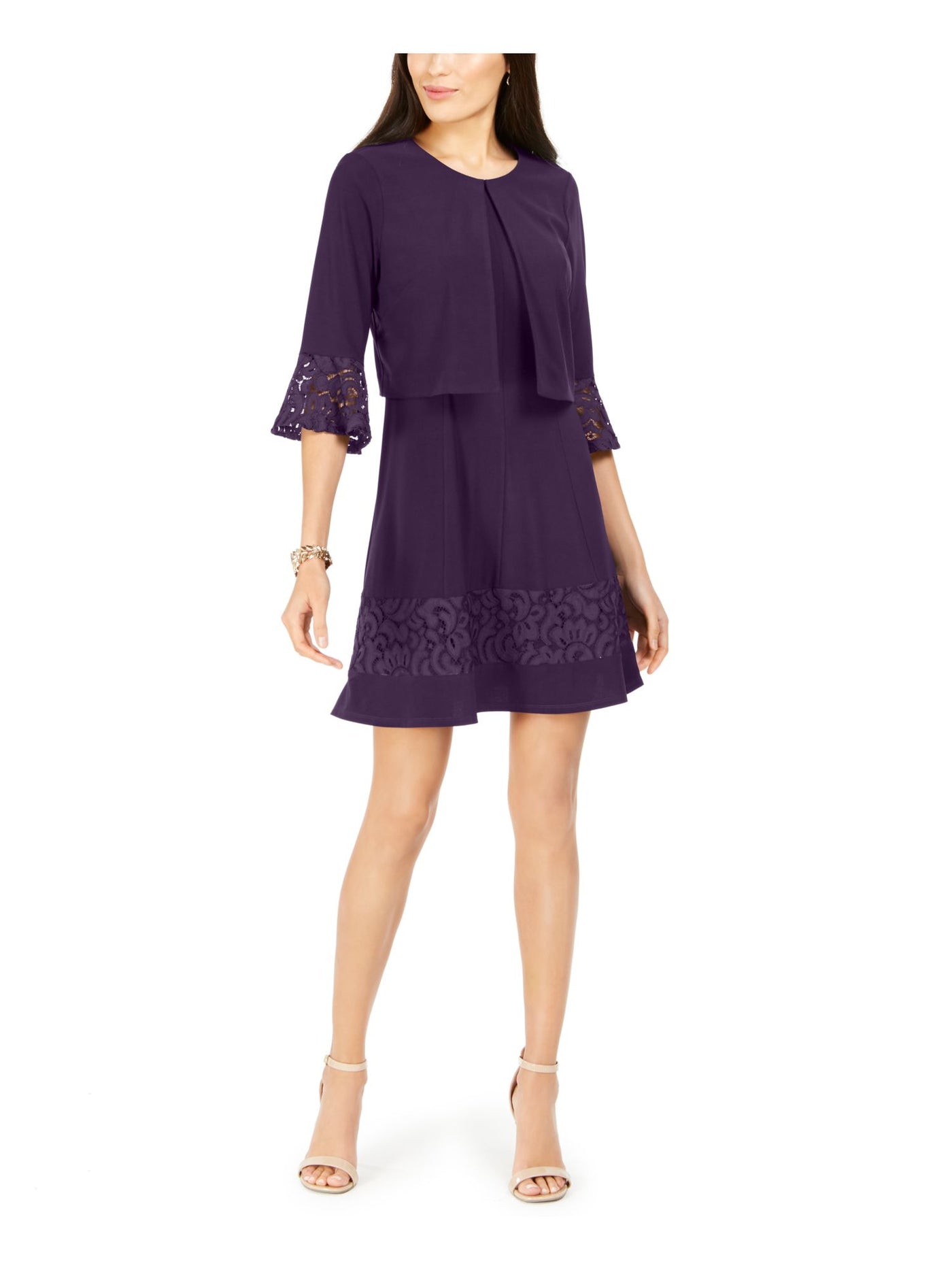 JESSICA HOWARD Womens Purple Short Sleeve Evening Sweater Plus Size: 22W