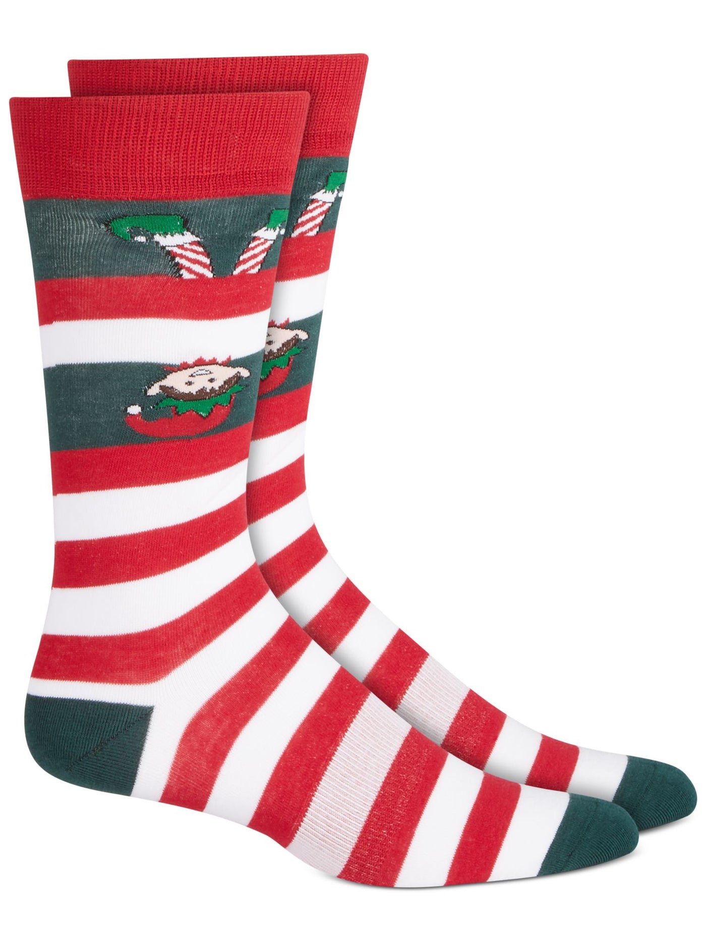 BAR III Mens Red Striped Graphic Arch Support Seamless Novelty Over The Calf Socks 7-12
