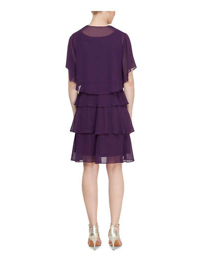SLNY Womens Purple Ruffled Sheer Formal Jacket Size: 8