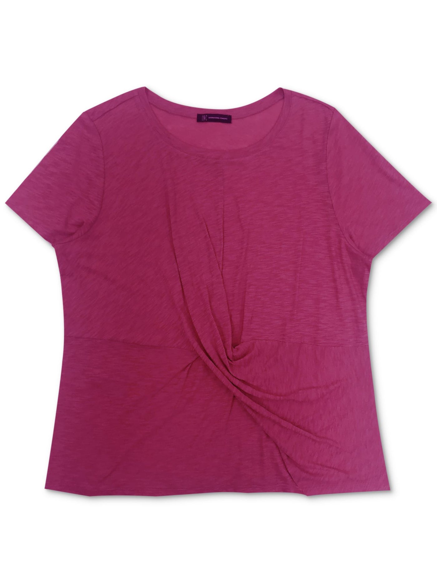 INC Womens Pink Twist Front Short Sleeve T-Shirt Plus Size: 3XL