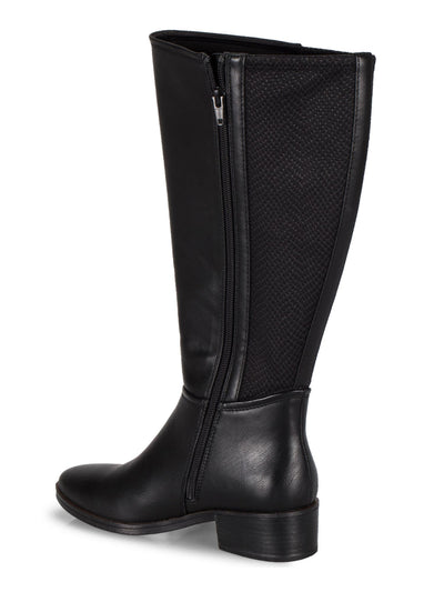BARETRAPS Womens Black Studded Wide Calf Almond Toe Stacked Heel Zip-Up Heeled Boots 6