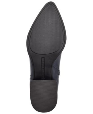 TOMMY HILFIGER Womens Black Logo Pointed Toe Block Heel Zip-Up Dress Booties M