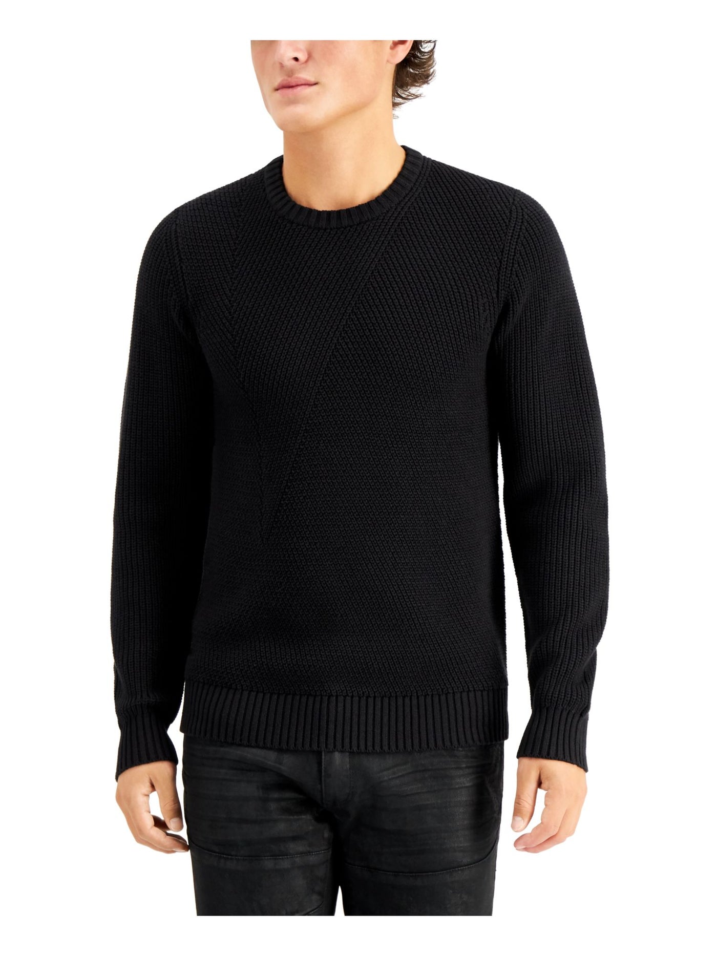 INC Mens Black Crew Neck Pullover Sweater S