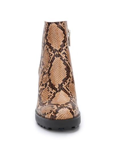 KENNETH COLE Womens Brown Animal Print Padded Slip Resistant Round Toe Block Heel Zip-Up Dress Booties 7.5