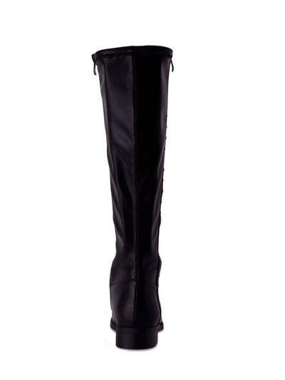 WANTED Womens Black Cushioned Studded Sidecar Round Toe Block Heel Zip-Up Leather Riding Boot 5.5