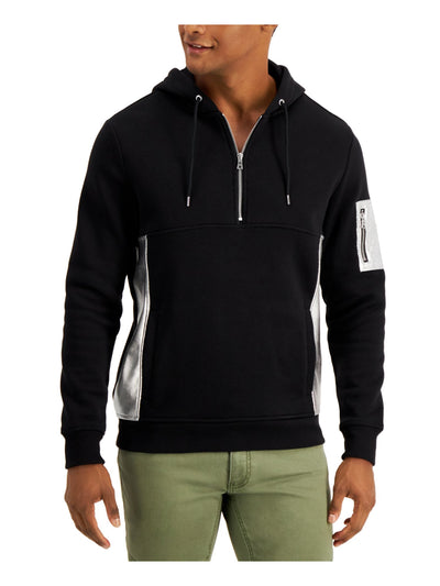 INC Mens Black Color Block Quarter-Zip Sweatshirt XS