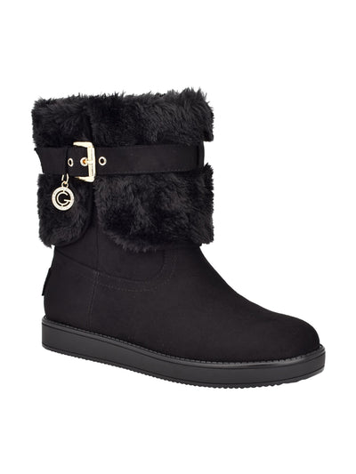 GBG LOS ANGELES Womens Black Buckle Accent Round Toe Snow Boots 5
