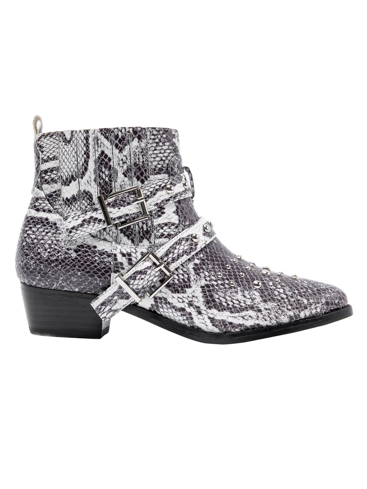 JANE AND THE SHOE Womens Black Snake Print Cindy Pointed Toe Block Heel Zip-Up Western Boot 9
