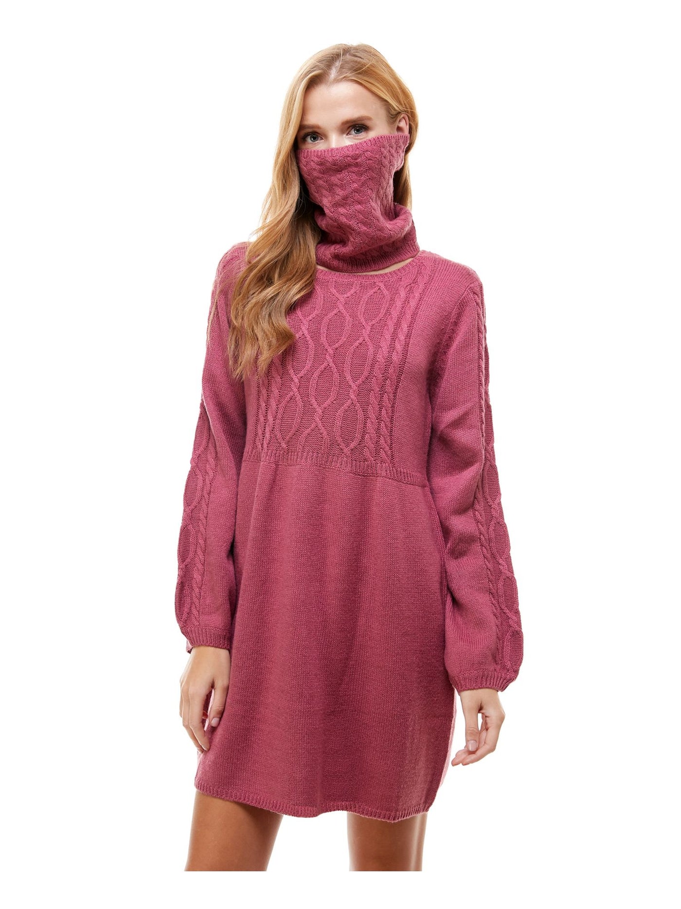 CITY STUDIO Womens Pink With Mask Long Sleeve Crew Neck Short Shift Dress Juniors XL